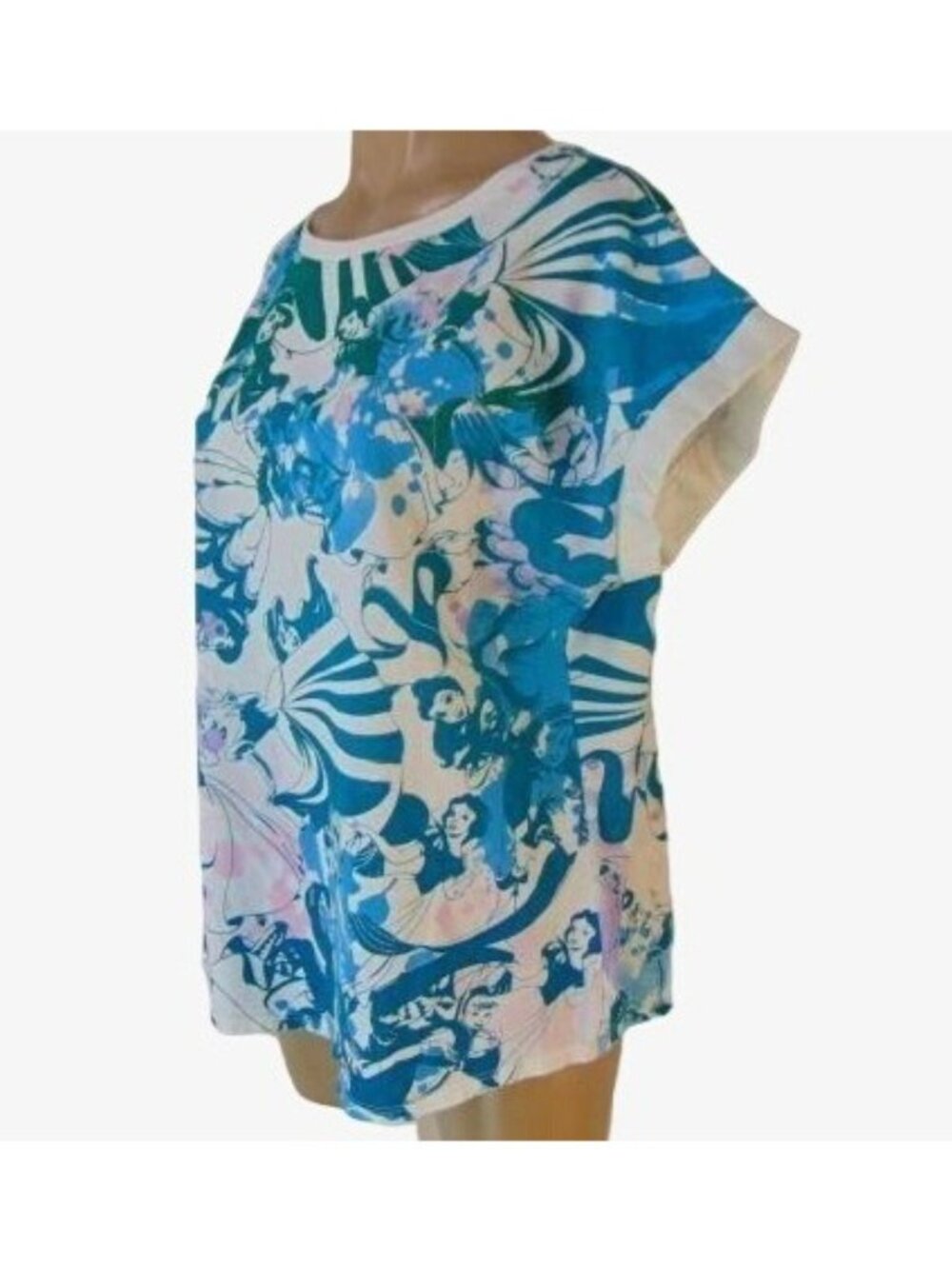 Disney Store Womens Splatter Princess Print Light Sweatshirt Knit Top XL Organic - Picture 2 of 8